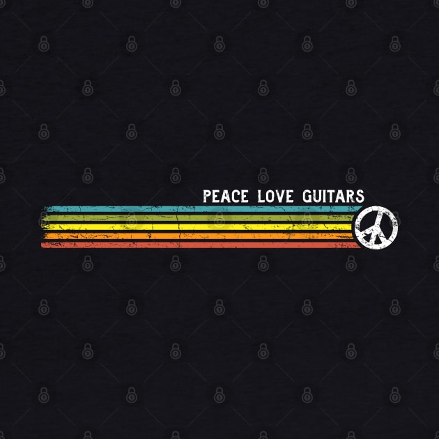 PEACE LOVE GUITARS Retro Rainbow Stripes by Jitterfly